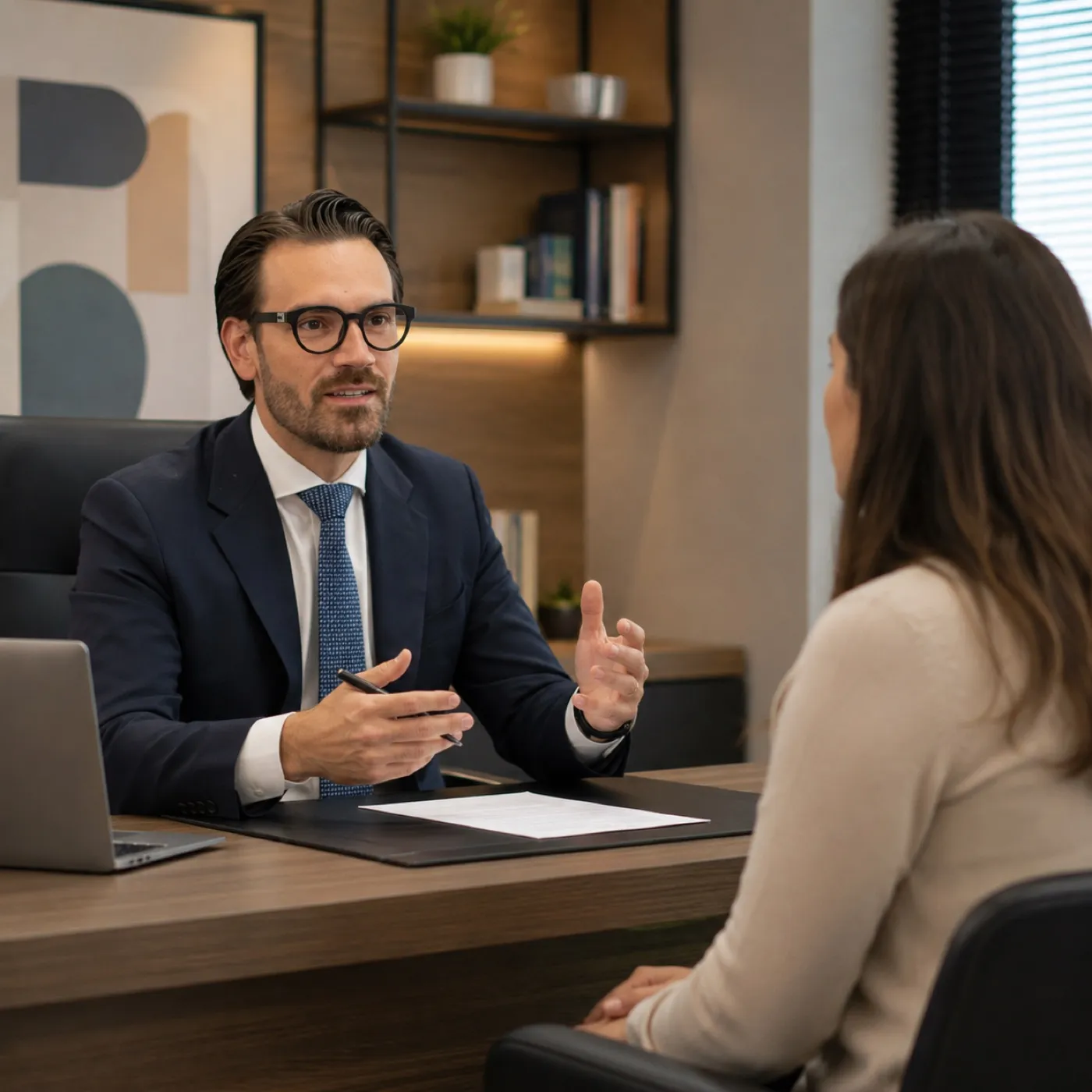 Médico conversando com paciente no consultório