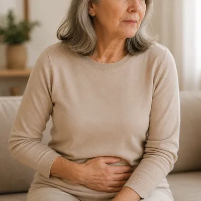 Pessoa com desconforto por intestino preso